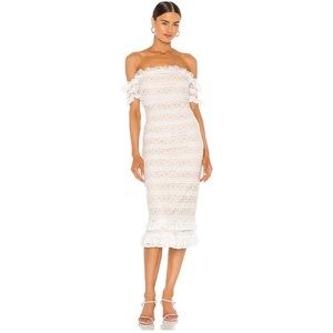 Likely Milaro Off the Shoulder white Lace Dress